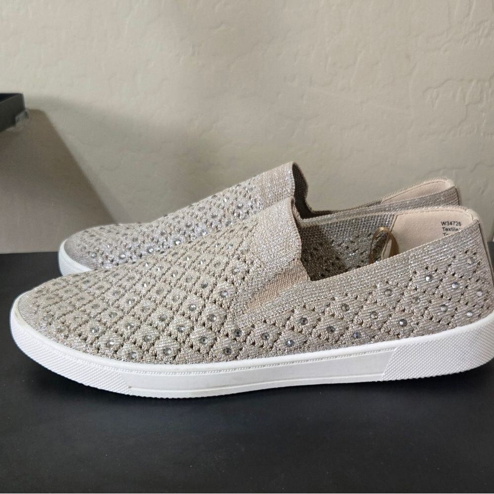 White Mountain Beige Rhinestone Slip-On Sneakers - Picture 3 of 4